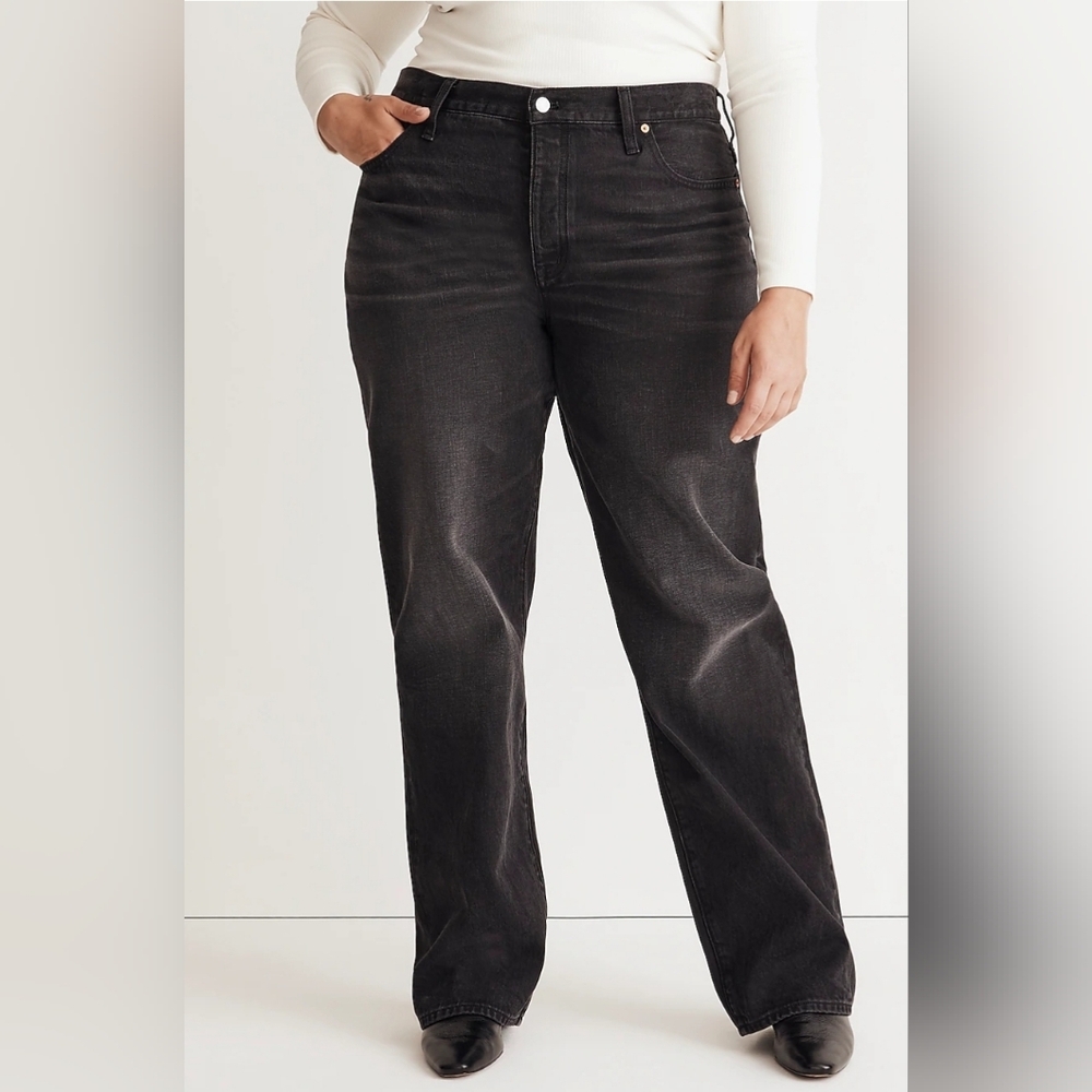 Madewell Low-Slung Straight Jeans Kent washed Black Size 33 NWOT!